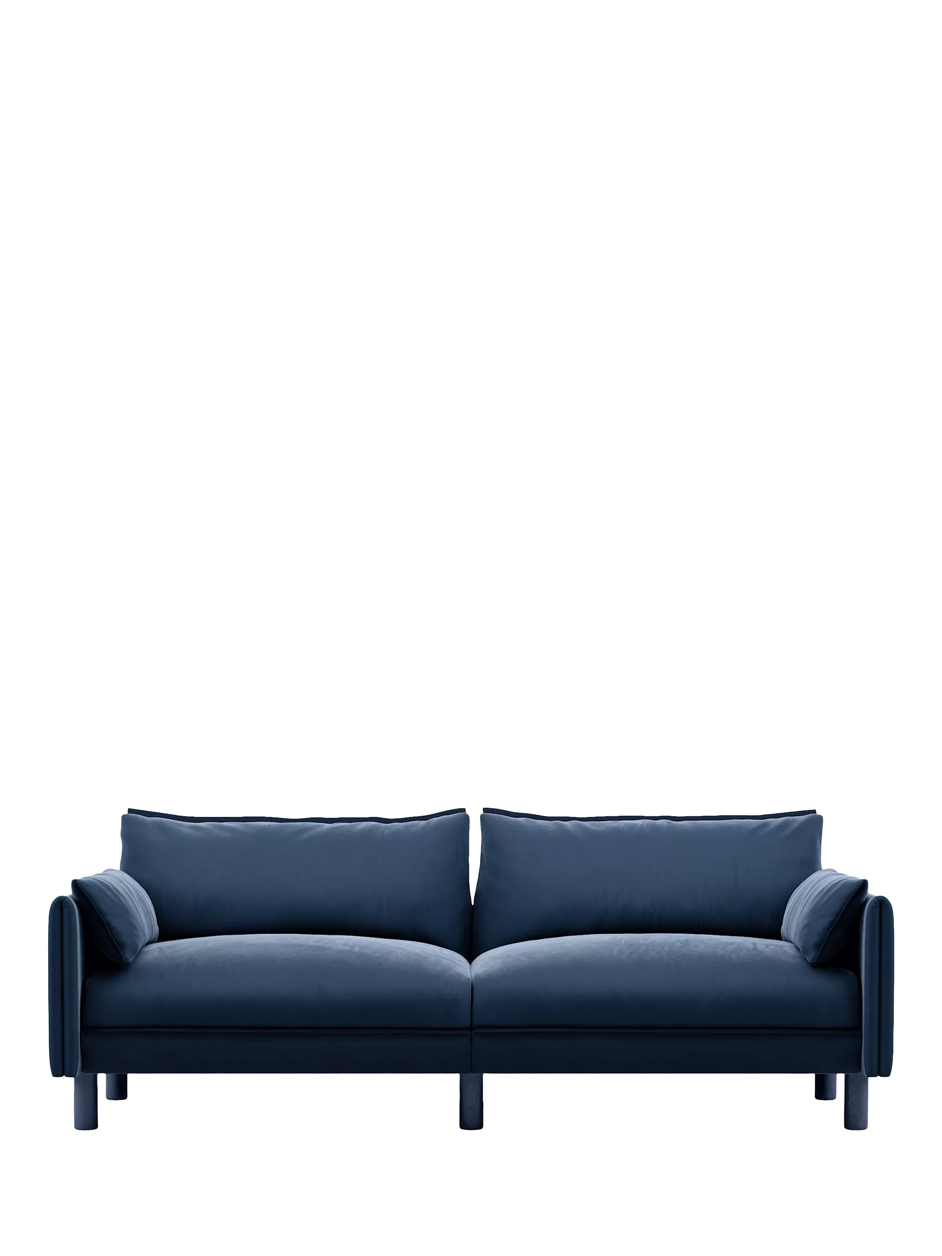Cozmo Cozy 3 Seater Sofa, Blue Velvet Blue Piping