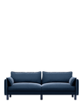 Cozmo Cozy 3 Seater Sofa, Blue Velvet Blue Piping