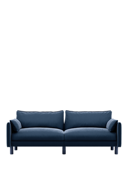 Cozmo Cozy 3 Seater Sofa, Blue Velvet Blue Piping, Blue Velvet Blue Piping