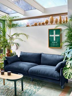 Cozmo Cozy 3 Seater Sofa, Blue Velvet Blue Piping - view 2, Blue Velvet Blue Piping