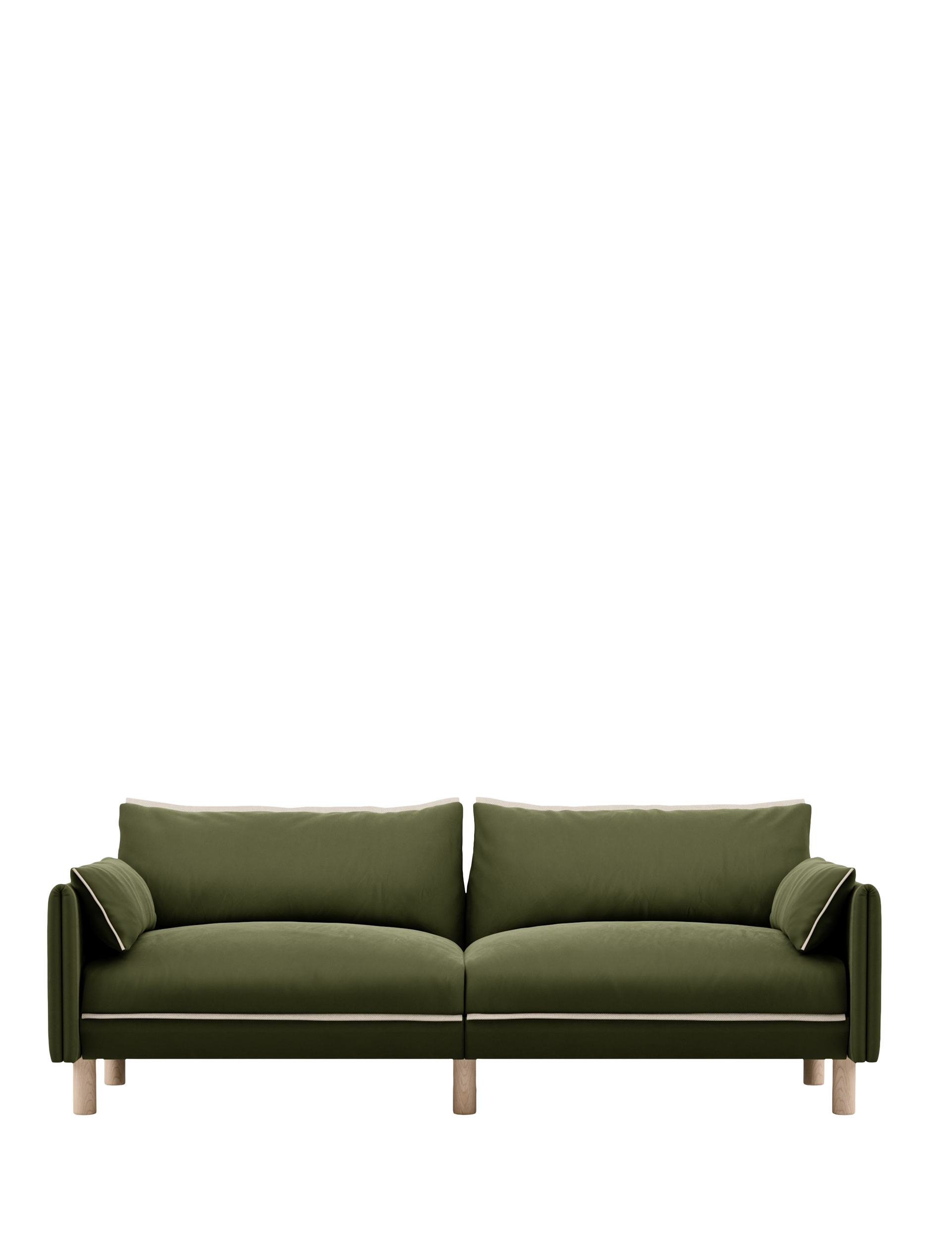 Cozy Range, Cozmo Cozy 3 Seater Sofa, Dark Green Velvet Natural Piping