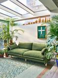 Cozmo Cozy 3 Seater Sofa, Dark Green Velvet Natural Piping