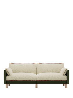 Cozmo Cozy 3 Seater Sofa, Dark Green Velvet Cream, Dark Green Velvet Cream