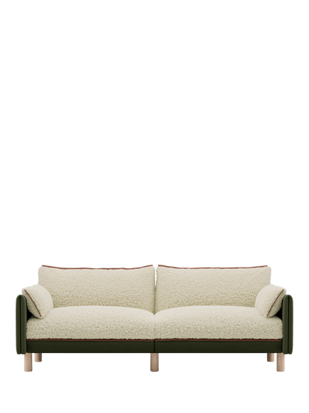 Cozmo Cozy 3 Seater Sofa, Dark Green Velvet Cream, Dark Green Velvet Cream