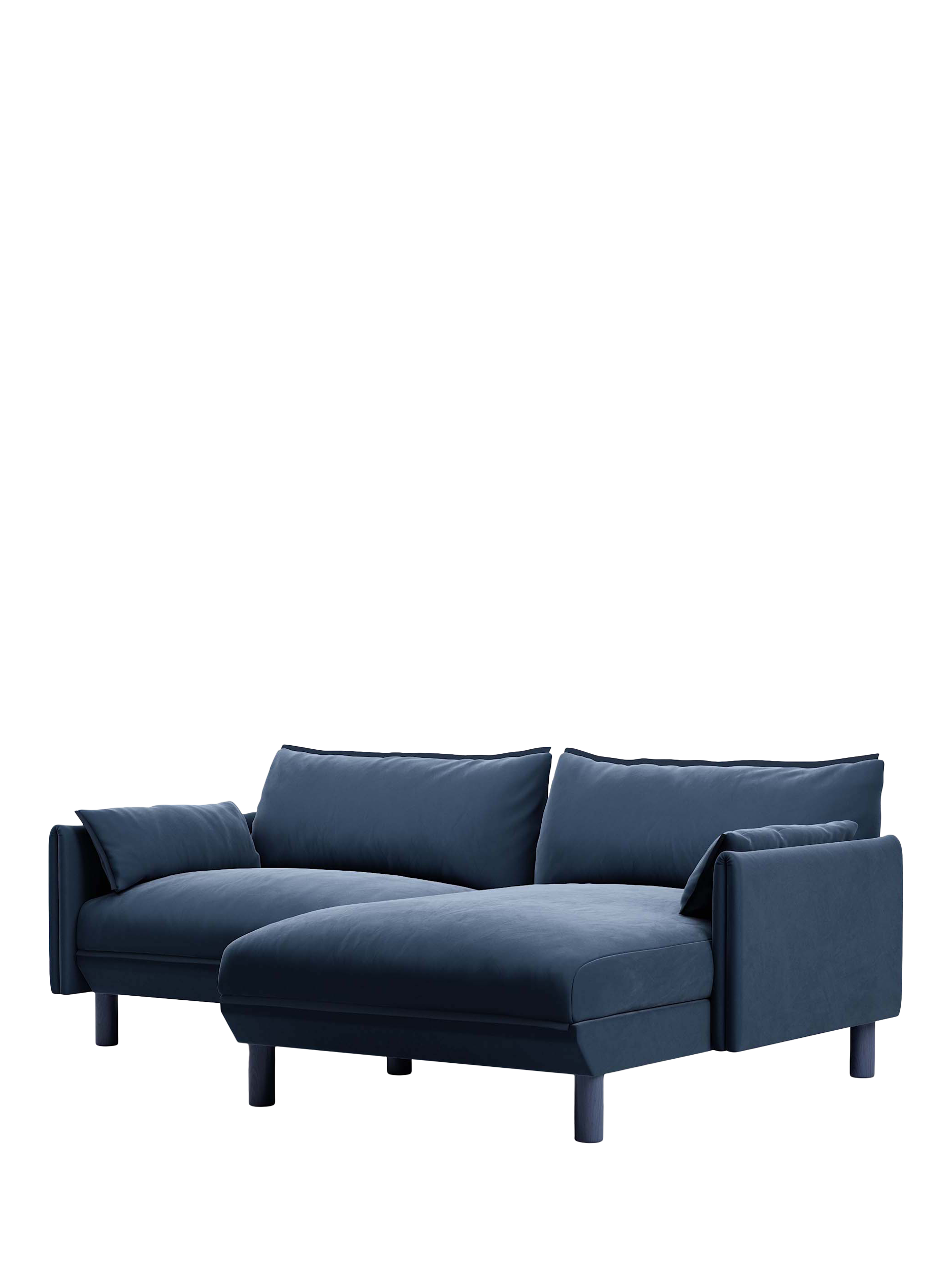 Cozy Range, Cozmo Cozy 3 Seater RHF Chaise Sofa, Blue Velvet Blue Piping