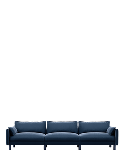 Cozmo Cozy 5 Seater Sofa, Blue Velvet Blue Piping, Blue Velvet Blue Piping