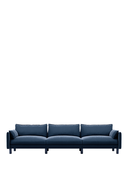 Cozmo Cozy 5 Seater Sofa, Blue Velvet Blue Piping, Blue Velvet Blue Piping