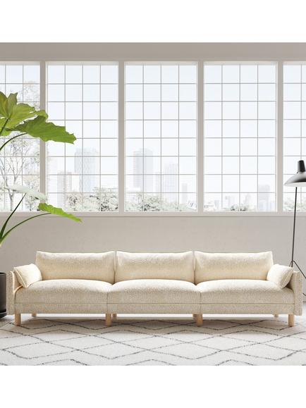 Cozmo Cozy 5 Seater Sofa, Ecru Boucle Natural Piping - view 2, Ecru Boucle Natural Piping