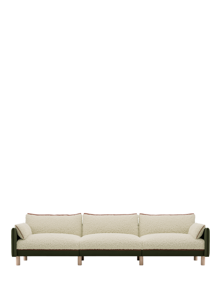 Cozmo Cozy 5 Seater Sofa, Dark Green Velvet Cream, Dark Green Velvet Cream
