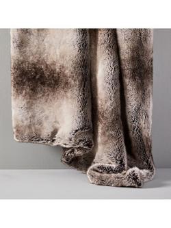 west elm Faux Fur Throw, Light Red, Mocha