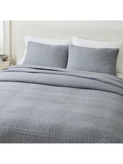 west elm Reflections Cotton Matelasse Bedspread, Mid Blue