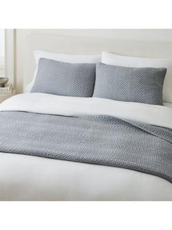 west elm Reflections Cotton Matelasse Bedspread - view 2, Mid Blue