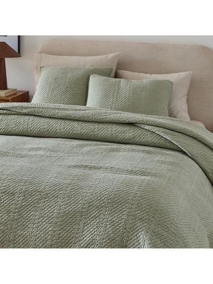 west elm Reflections Cotton Matelasse Bedspread, Light Green