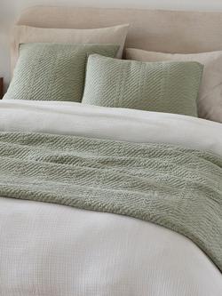 west elm Reflections Cotton Matelasse Bedspread, Super King - view 2, Light Green