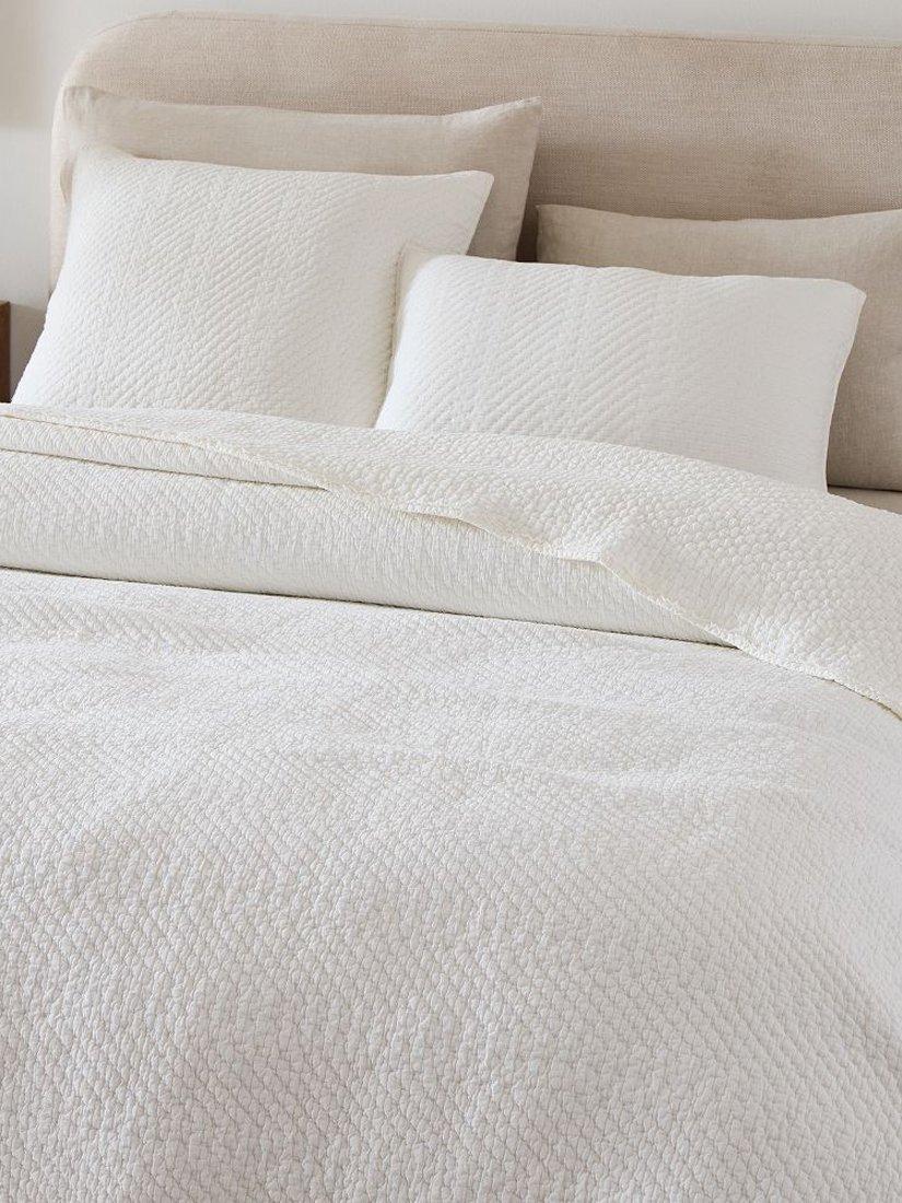 west elm Reflections Cotton Matelasse Bedspread Super King White