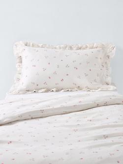 John Lewis Kids' Primrose Ruffle Cotton Duvet Cover and Pillowcase Set, White, White