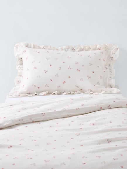 John Lewis Kids' Primrose Ruffle Cotton Duvet Cover and Pillowcase Set, White, White