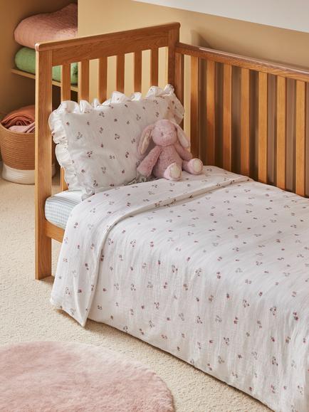 John Lewis Kids' Primrose Ruffle Cotton Duvet Cover and Pillowcase Set, White - view 2, White