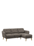 John Lewis Arlo RHF Chaise Leather Sofa, Light Leg, Demetra Grey