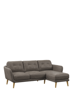 John Lewis Arlo RHF Chaise Leather Sofa, Light Leg, Demetra Grey