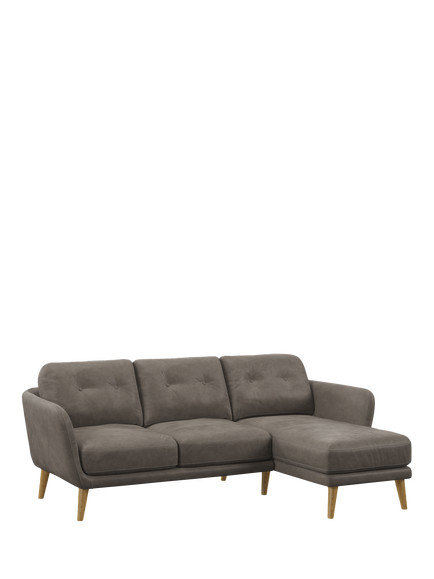 John Lewis Arlo RHF Chaise Leather Sofa, Light Leg, Demetra Grey