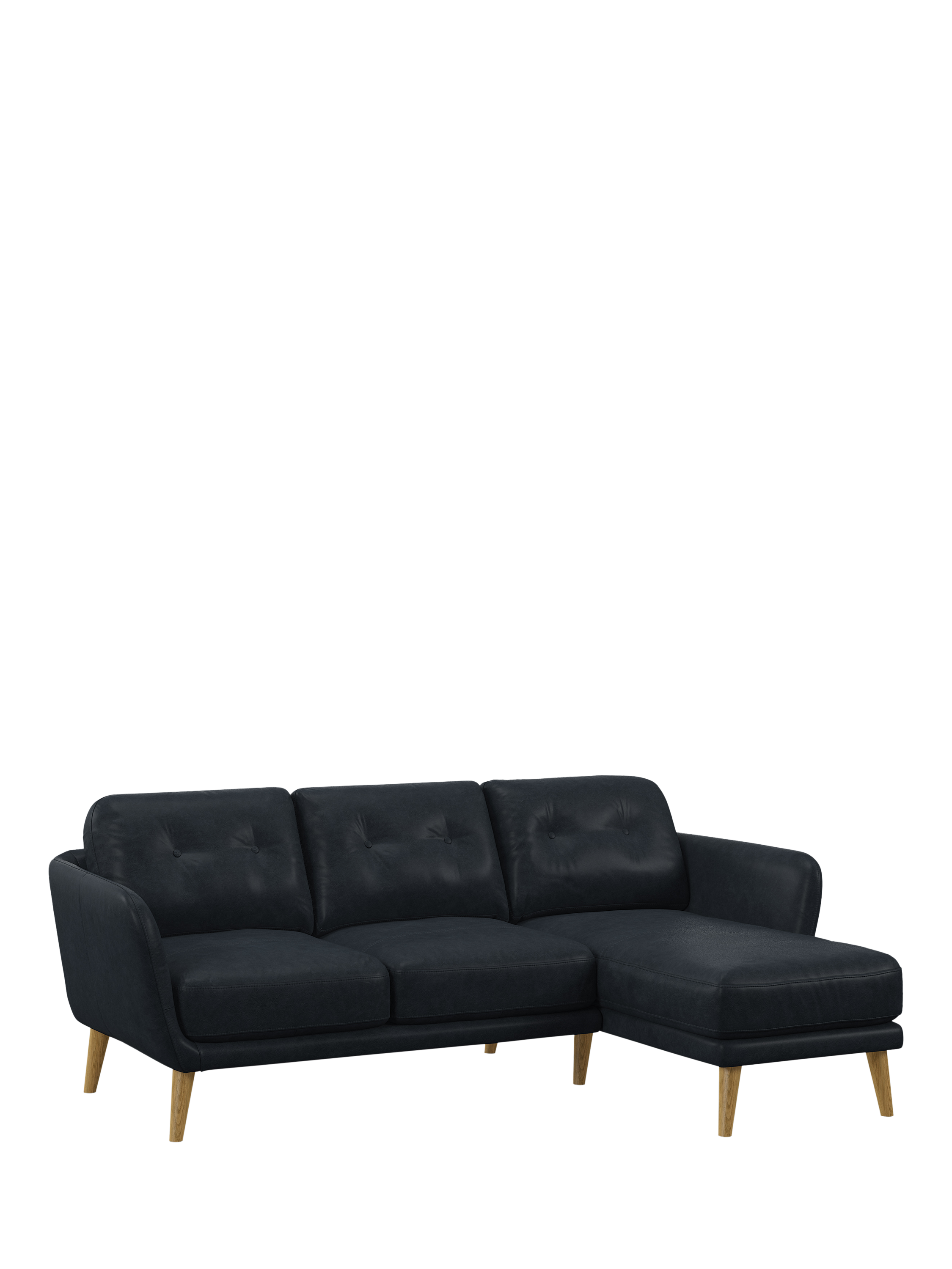 Arlo Range, John Lewis Arlo RHF Chaise Leather Sofa, Light Leg, Vintage Jeans