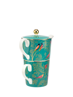 Sara Miller Chelsea Collection Tea for One Fine China Teapot & Mug Set, 350ml, Green - view 2, Multi Multi