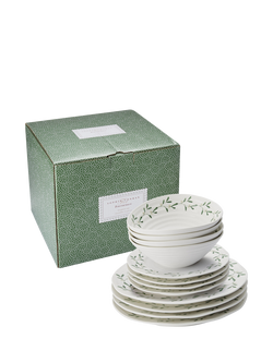 Sophie Conran for Portmeirion Mistletoe Porcelain Dinnerware Set, 12 Piece, White/Multi - view 2, White Multi White