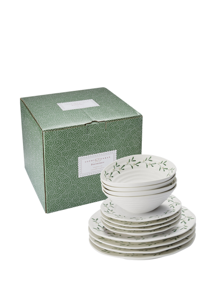 Sophie Conran for Portmeirion Mistletoe Porcelain Dinnerware Set, 12 Piece, White/Multi - view 2, White Multi White