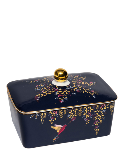 Sara Miller Chelsea Collection Fine China Butter Dish, Navy, Multi