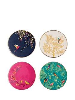 Sara Miller Chelsea Collection Fine China Round Coasters, Set of 4, Multi