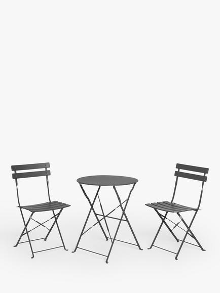 John Lewis Camden 2-Seater Garden Bistro Table & Chairs Set, Grey