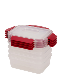 Joseph Joseph Nest Lock Rectangular Storage Container, Set of 4, 1.1L, Red, Red