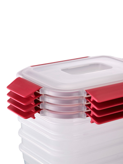 Joseph Joseph Nest Lock Rectangular Storage Container, Set of 4, 1.1L, Red - view 2, Red