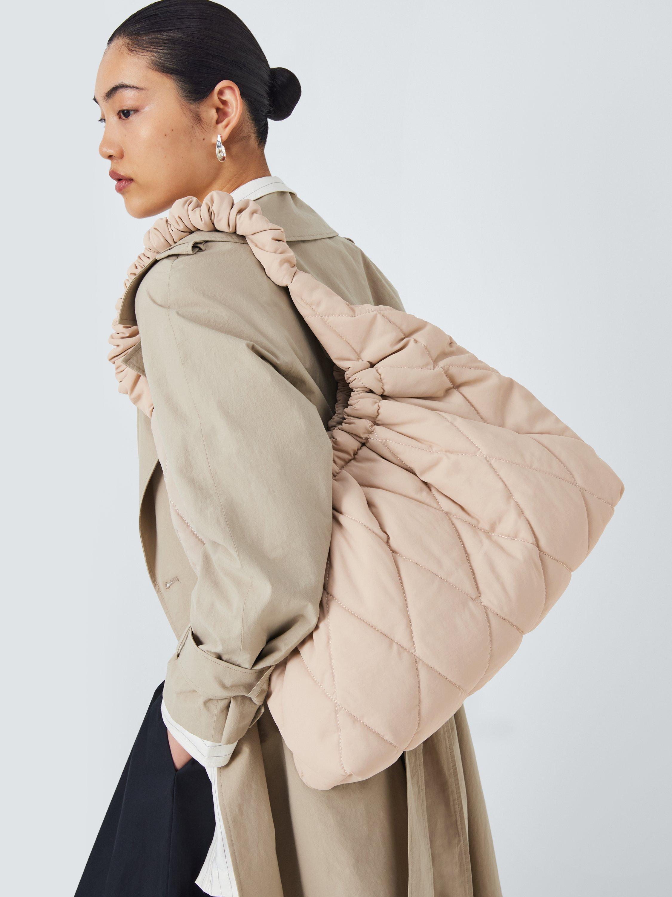 Product image 2 of 6, which shows John Lewis ANYDAY Quilted Trapeze Hobo Bag, Off White