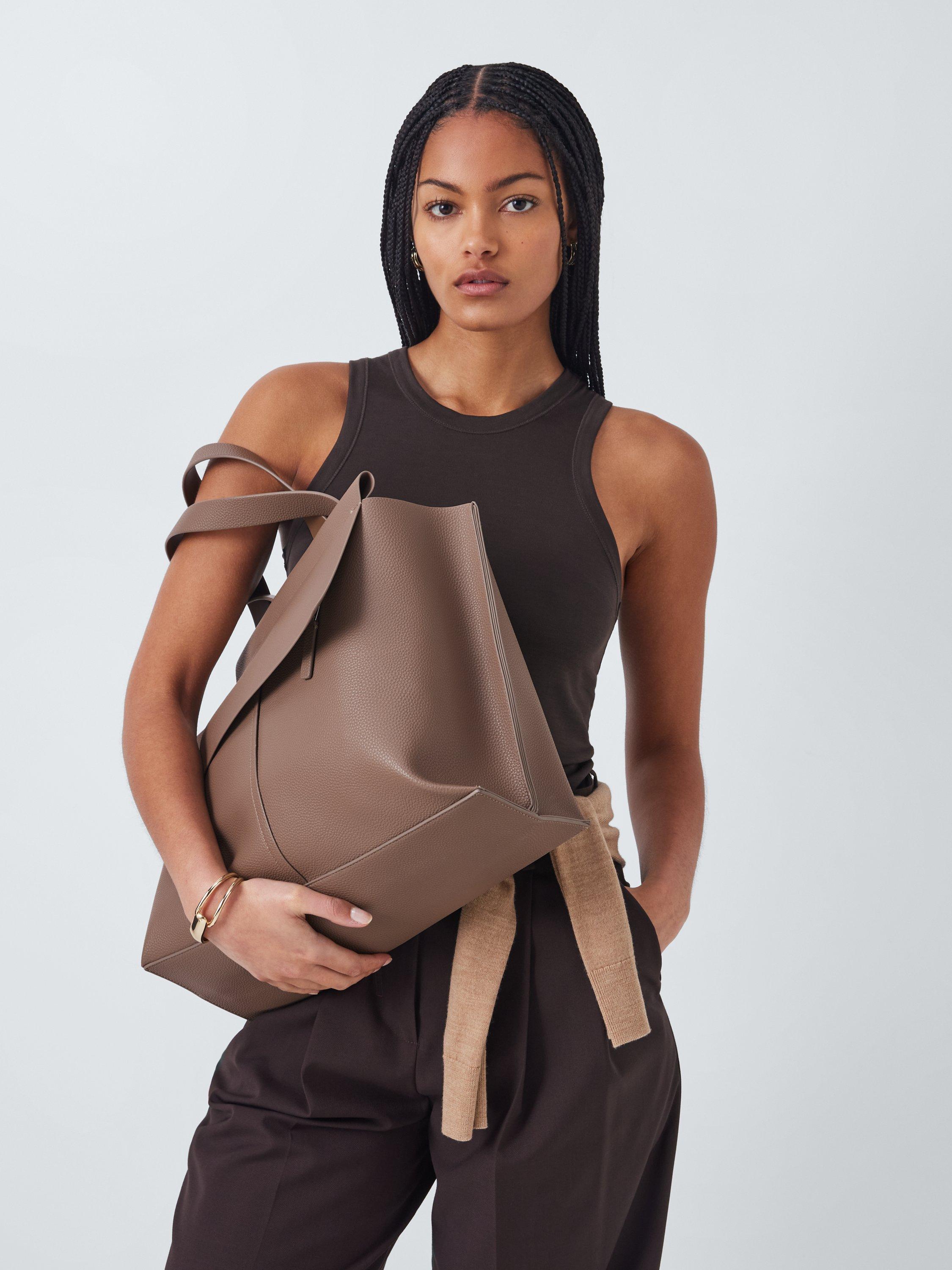 Product image 2 of 6, which shows John Lewis ANYDAY Sia Triple Flap Tote Bag, Taupe