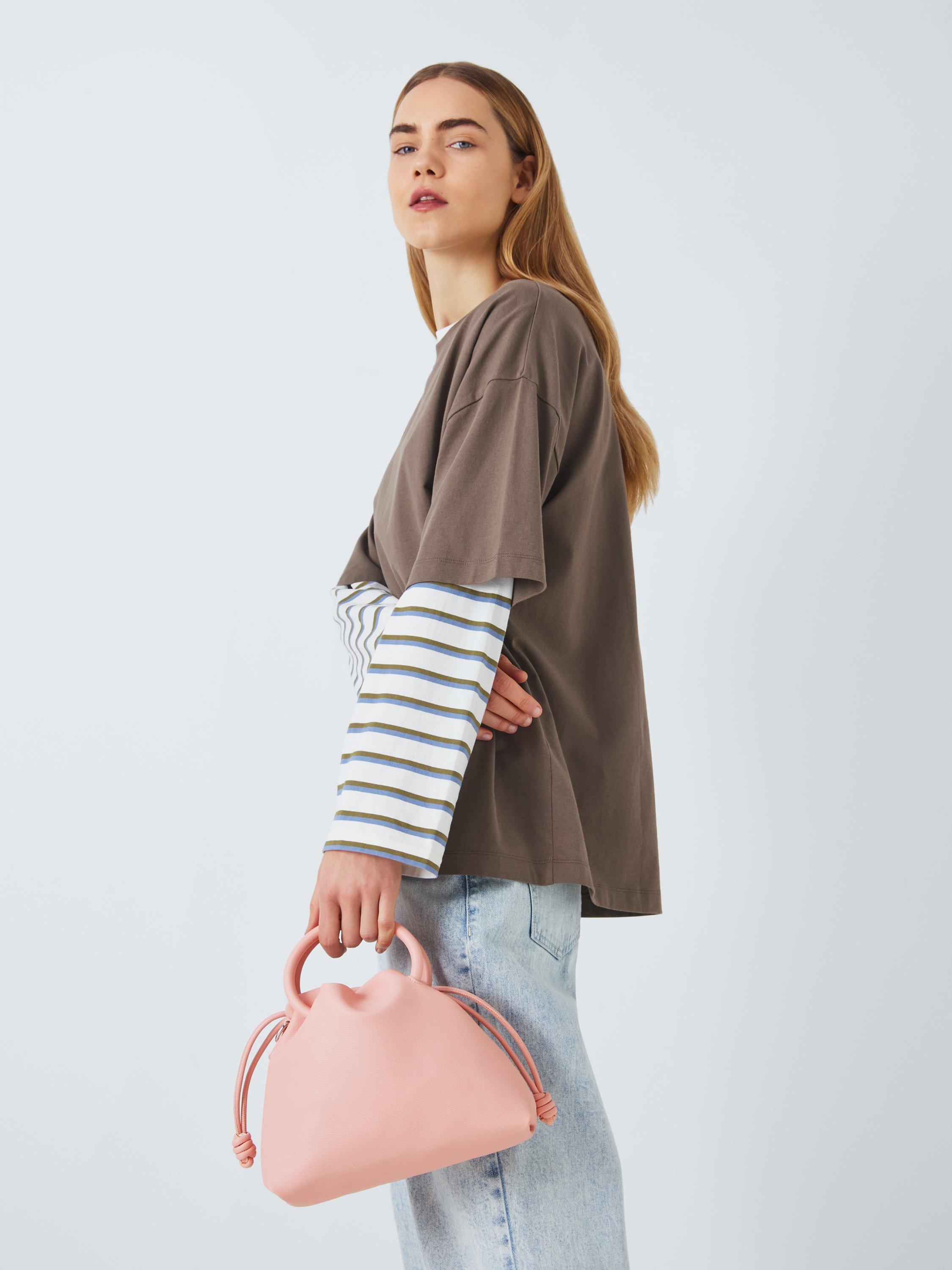 Product image 2 of 6, which shows John Lewis ANYDAY Faux Leather Drawstring Grab Bag, Pink