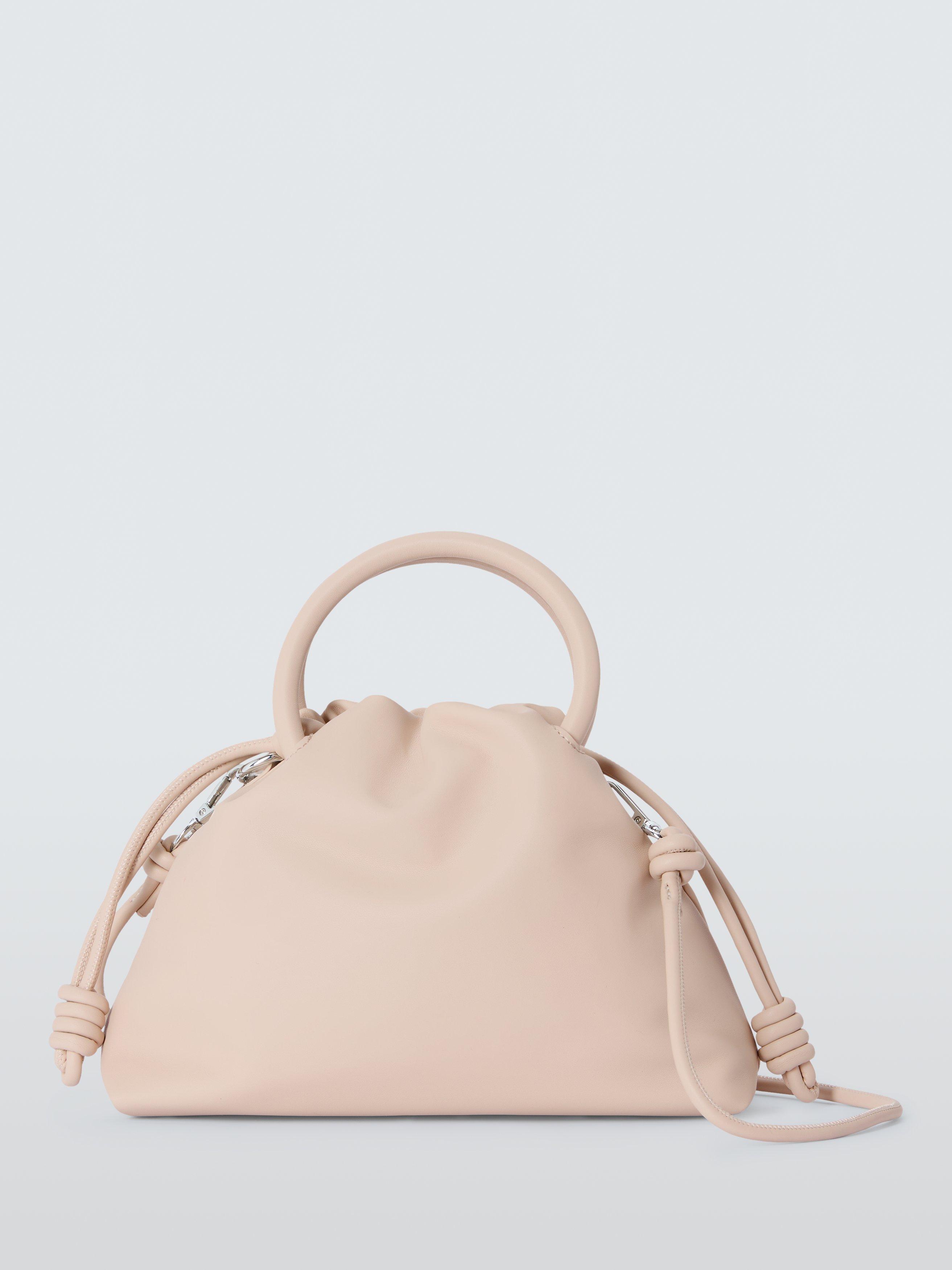 Product image 1 of 6, which shows John Lewis ANYDAY Faux Leather Drawstring Grab Bag, Off White