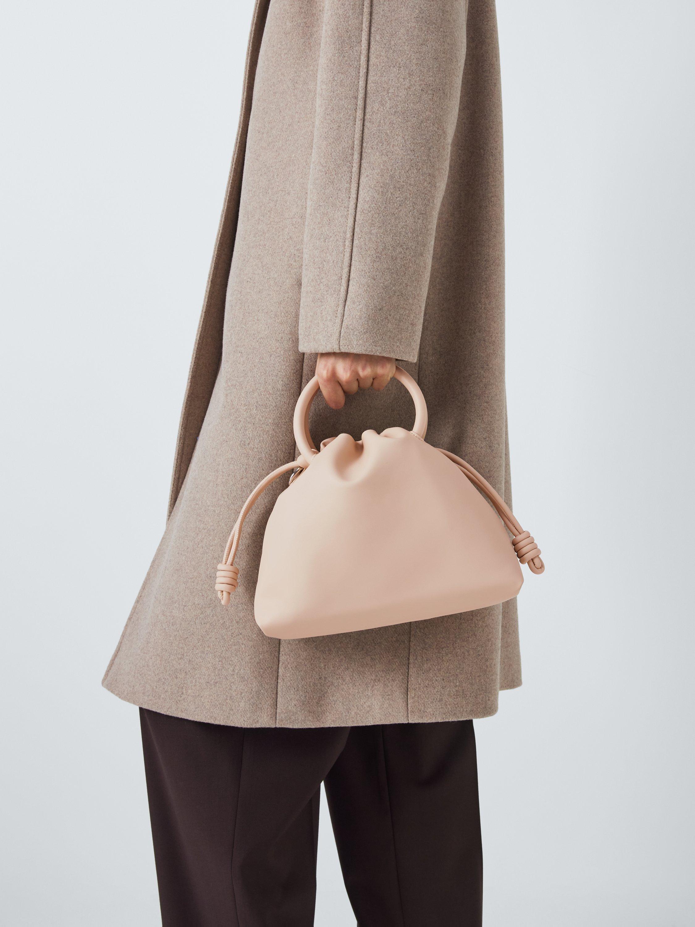 Product image 2 of 6, which shows John Lewis ANYDAY Faux Leather Drawstring Grab Bag, Off White