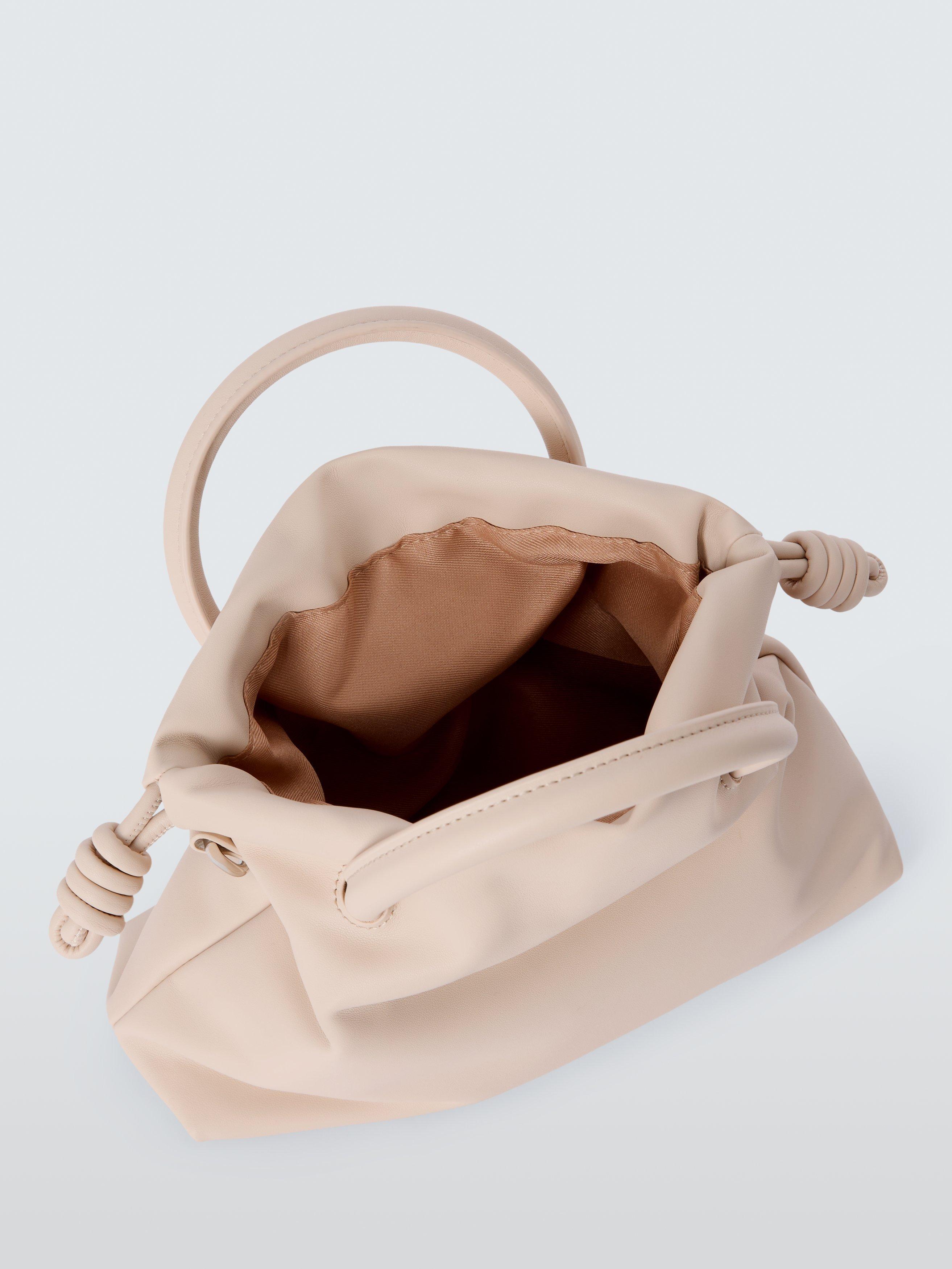 Product image 4 of 6, which shows John Lewis ANYDAY Faux Leather Drawstring Grab Bag, Off White