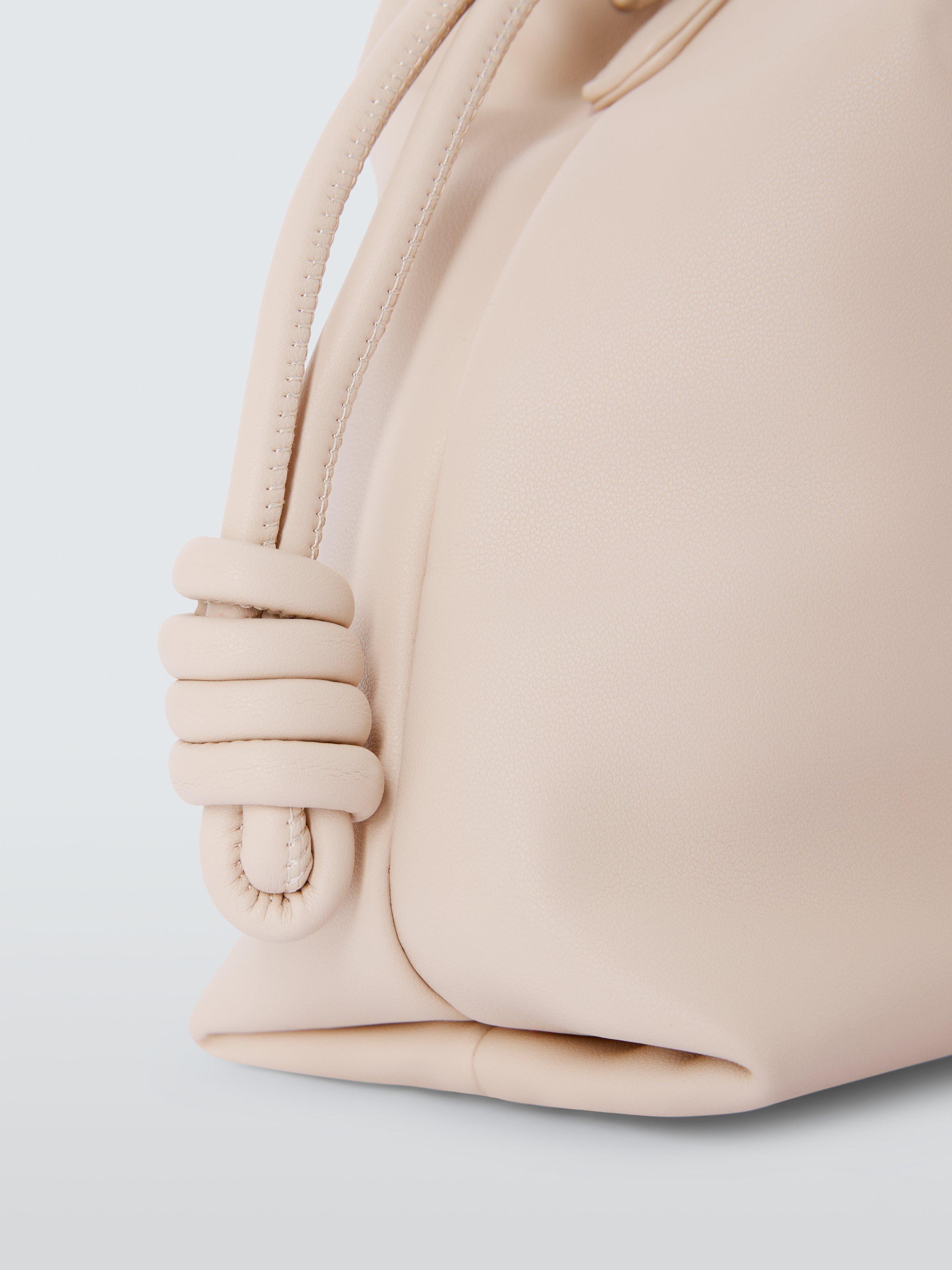 Product image 5 of 6, which shows John Lewis ANYDAY Faux Leather Drawstring Grab Bag, Off White