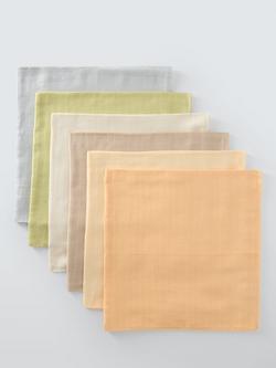 John Lewis Baby Colourblock Muslin Cloth, Pack of 6, 70 x 70cm, 