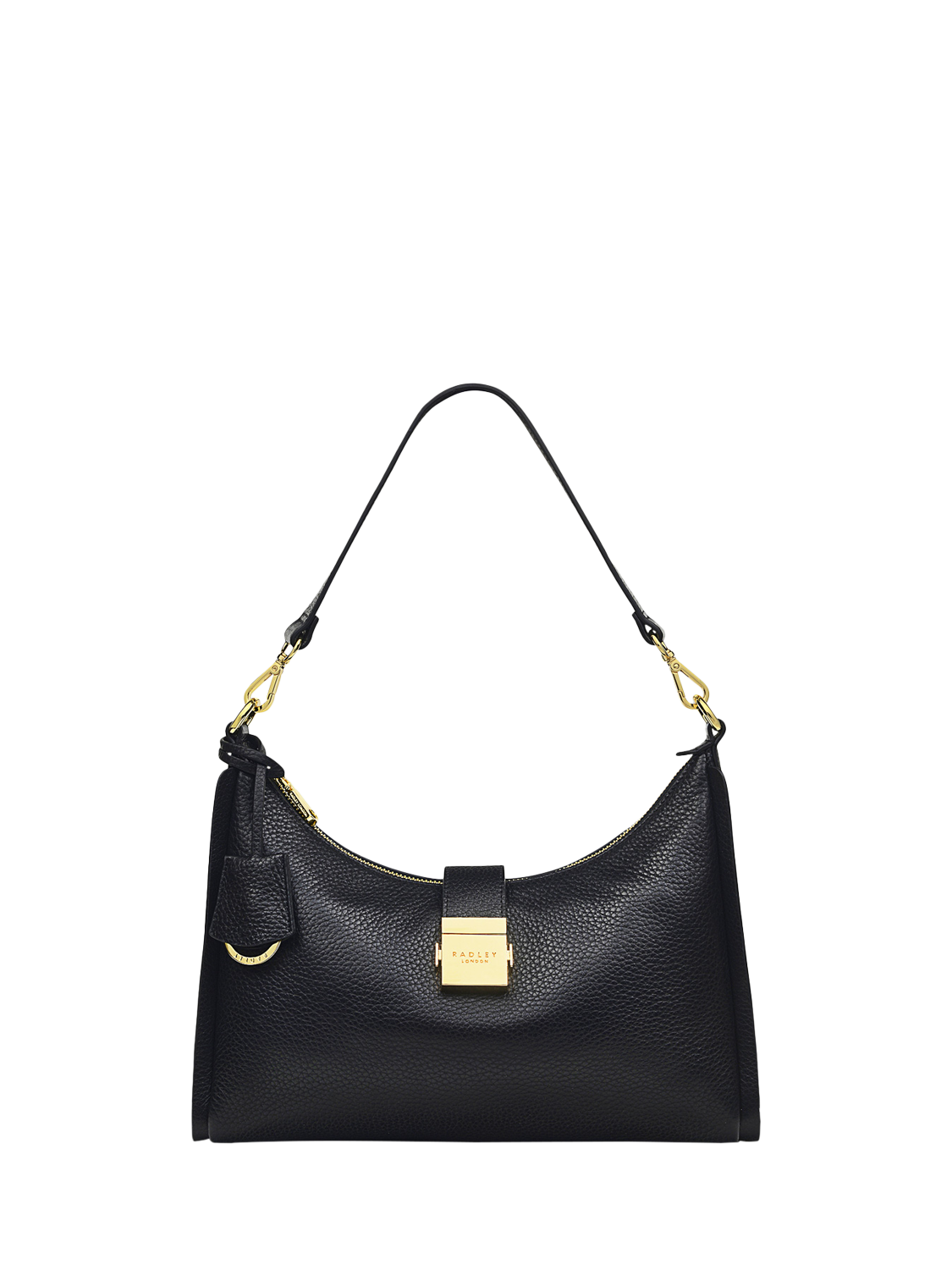 Product image 1 of 5, which shows Radley Sloane Street Leather Medium Zip Top Shoulder Bag, Black