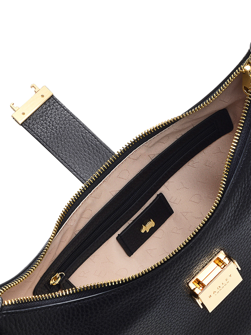 Product image 3 of 5, which shows Radley Sloane Street Leather Medium Zip Top Shoulder Bag, Black