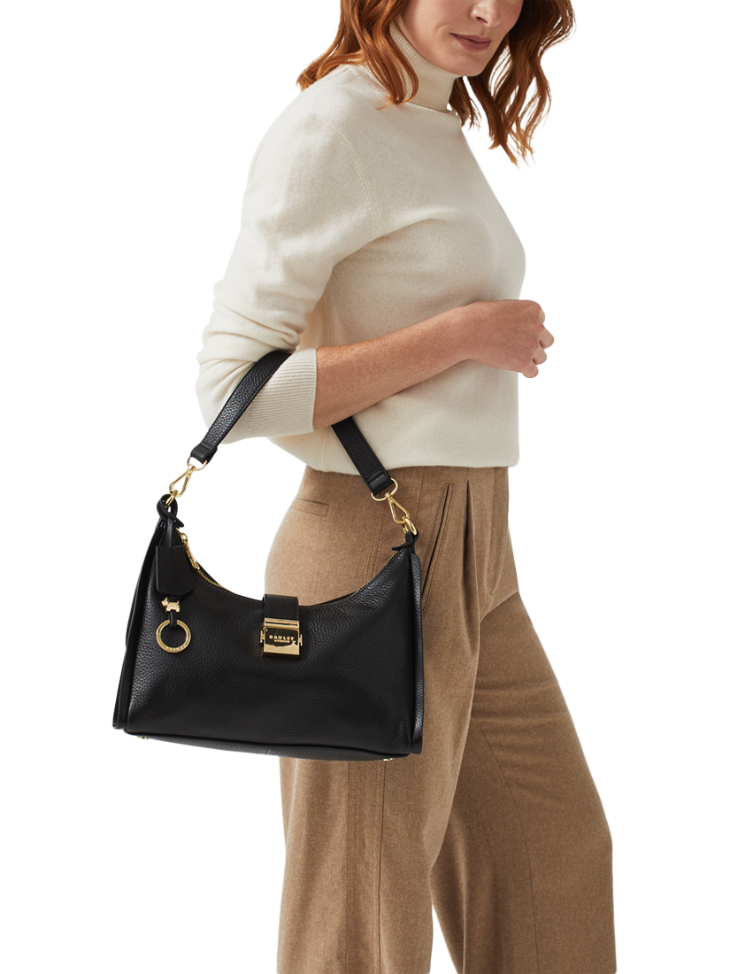 Product image 4 of 5, which shows Radley Sloane Street Leather Medium Zip Top Shoulder Bag, Black