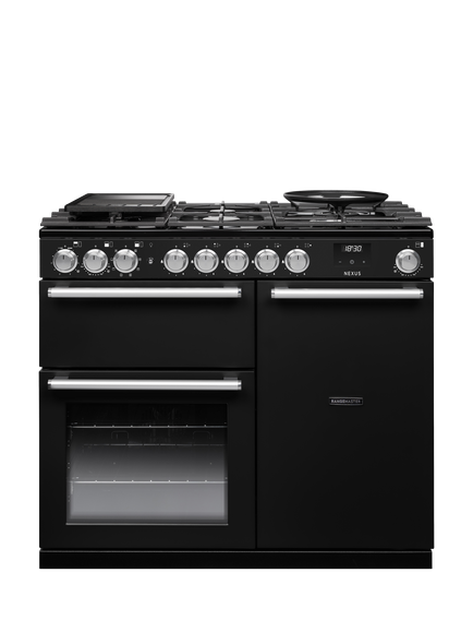 Rangemaster Nexus 100cm Dual Fuel Range Cooker with Gas Hob, Charcoal Black