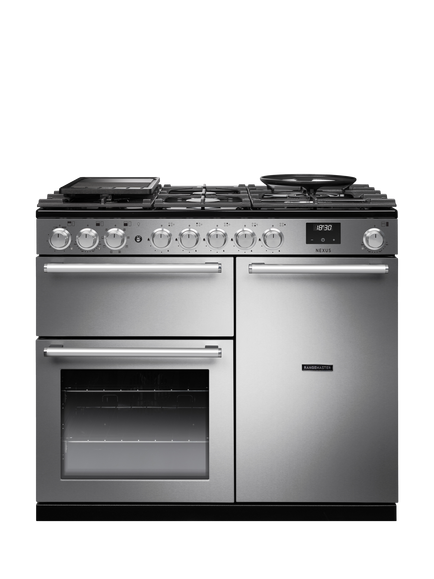 Rangemaster Nexus 100cm Dual Fuel Range Cooker with Gas Hob, Stainless Steel