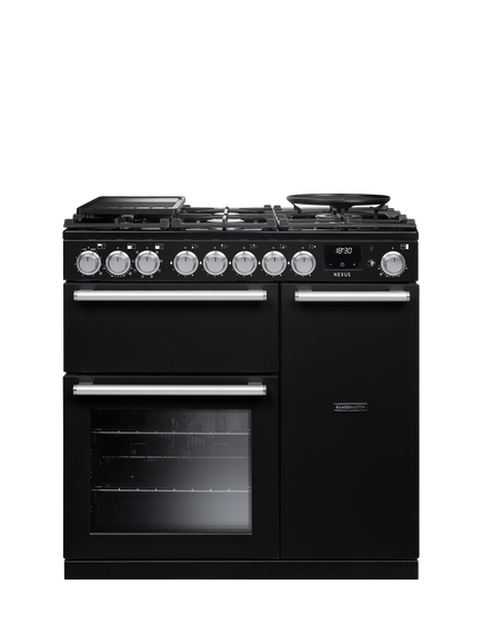 Rangemaster Nexus 90cm Dual Fuel Range Cooker with Gas Hob, Charcoal Black