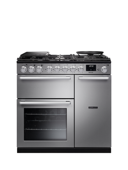 Rangemaster Nexus NEX90DFSTST/CM1 90cm Dual Fuel Range Cooker with Gas Hob, Stainless Steel, Stainless Steel