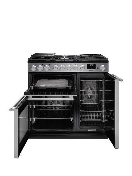 Rangemaster Nexus NEX90DFSTST/CM1 90cm Dual Fuel Range Cooker with Gas Hob, Stainless Steel - view 2, Stainless Steel